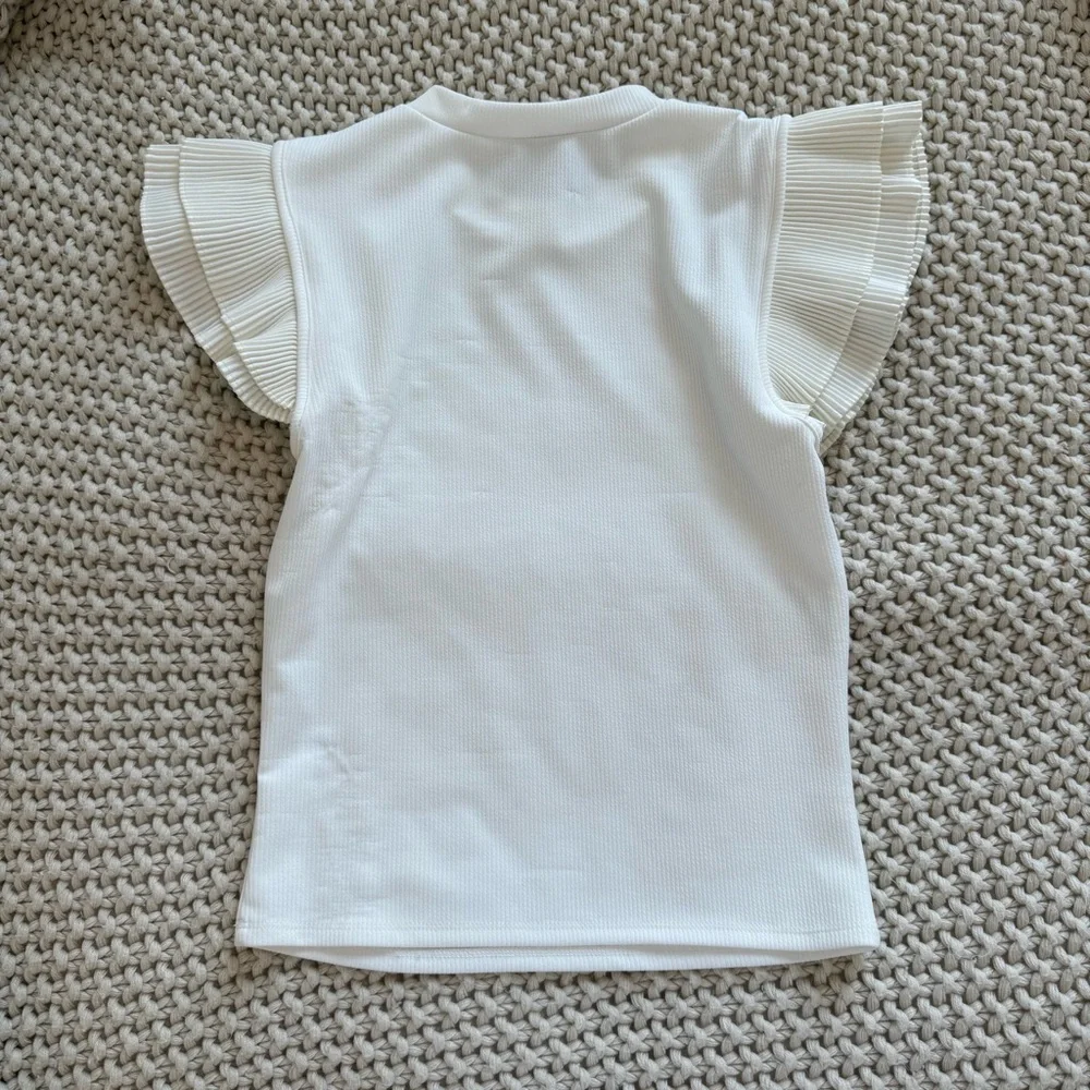 Cream Ruffle Sleeve Top - Picture 4 of 4